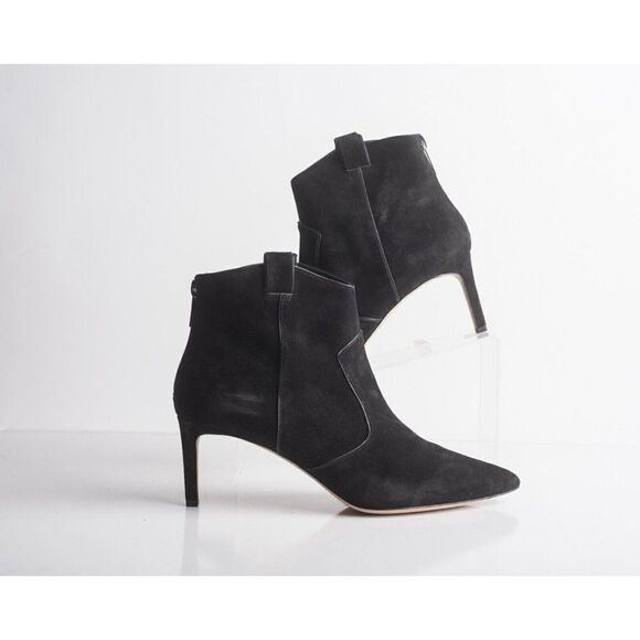 Veronica Beard Womens Ankle Booties Boots Black Suede Zip Up Pointed US 9.5 New - Picture 1 of 8